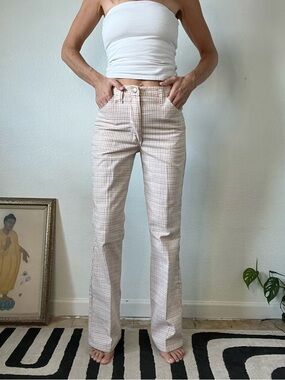 Wrangler Cream Plaid Pants with Red, Black and Yellow Windowpane